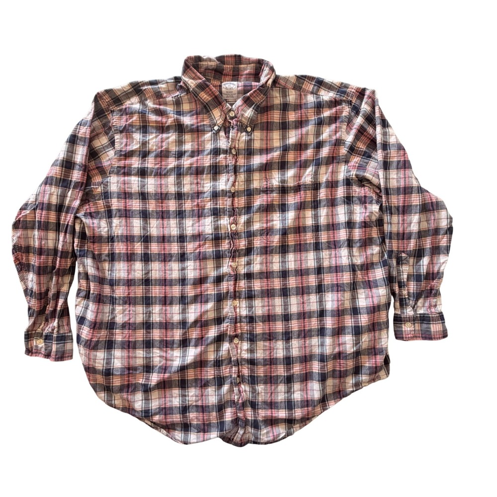 Brooks Brothers Regent Plaid Button Down Shirt Mens 3XL Pink Blue Cotton 1818
